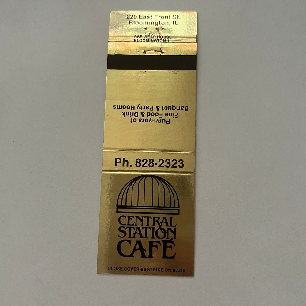 Central Station Cafe Bloomington IL Vintage Matchbook Cover SMB58-2 - Picture 2 of 2